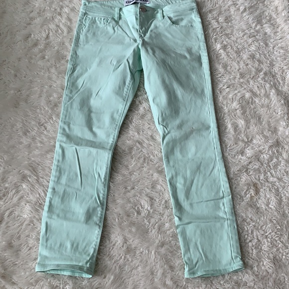 Express mint green cropped leggings jeggings 2 - Picture 3 of 11